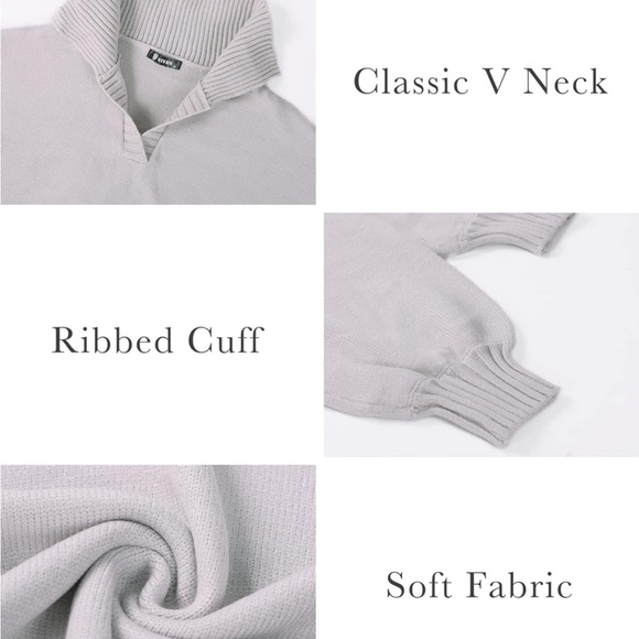 Gently worn BTFBM Women Casual V Neck Knit Mini Fall Sweater Dresses - Picture 4 of 6